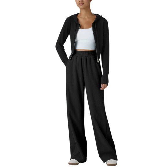 HALARA High Waist Straight Leg Black Casual Corduroy Pants Medium NWT - Picture 4 of 4